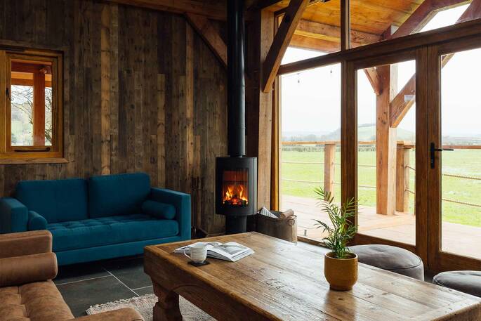Wood burner in the living area